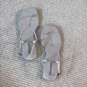 Grey Boca Crocodile Sandals